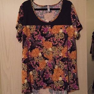 3XL LuLaRoe Classic Tee - floral and polka dots